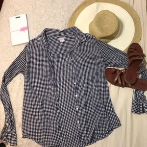 Jcrew navy and white button up